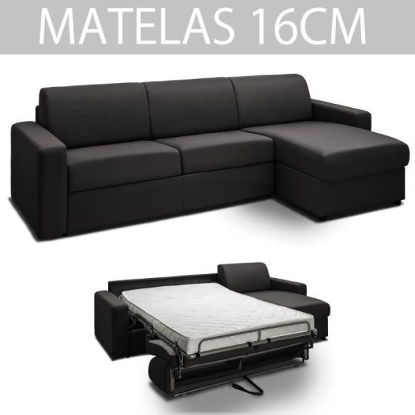 Canapé d'angle convertible EXPRESS 4/5 places réversible en tissu gris graphite - Couchage 140cm - Epaisseur matelas 16cm - MIDNIGHT