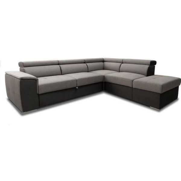 DAYTONA Canapé d'angle convertible réversible - Tissu Anthracite et gris - L 275 x P 233 x H 76 cm