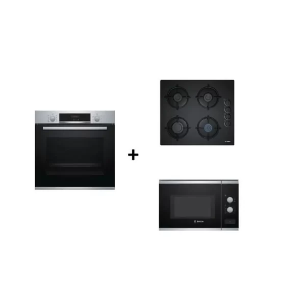 Bosch Pyrolyse hba573br0 + Plaque cuisson gaz pop6b6b10 + Micro-ondes
